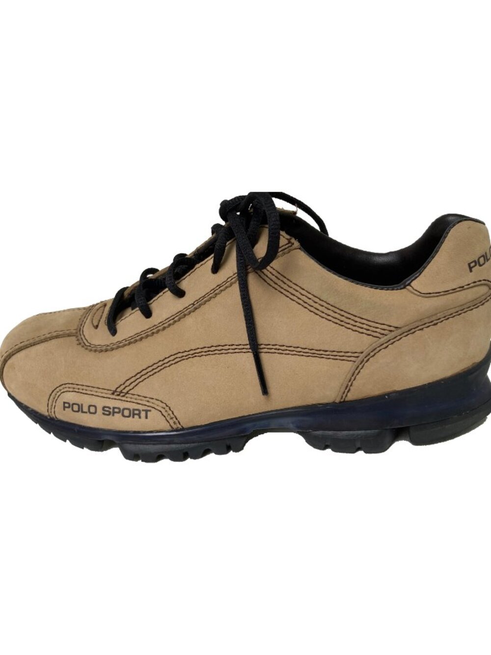 NEW Vintage Polo Sport Ralph Lauren Sneakers (Shoes)!  Tan  Leather  Lightweight